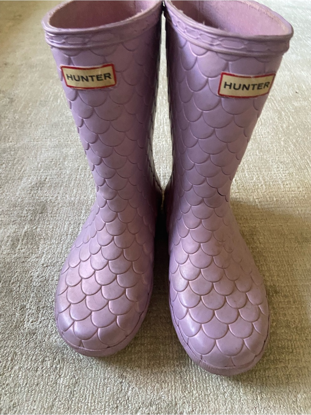Hunter Kids Purple Metallic Mermaid-Scale Rain Boots